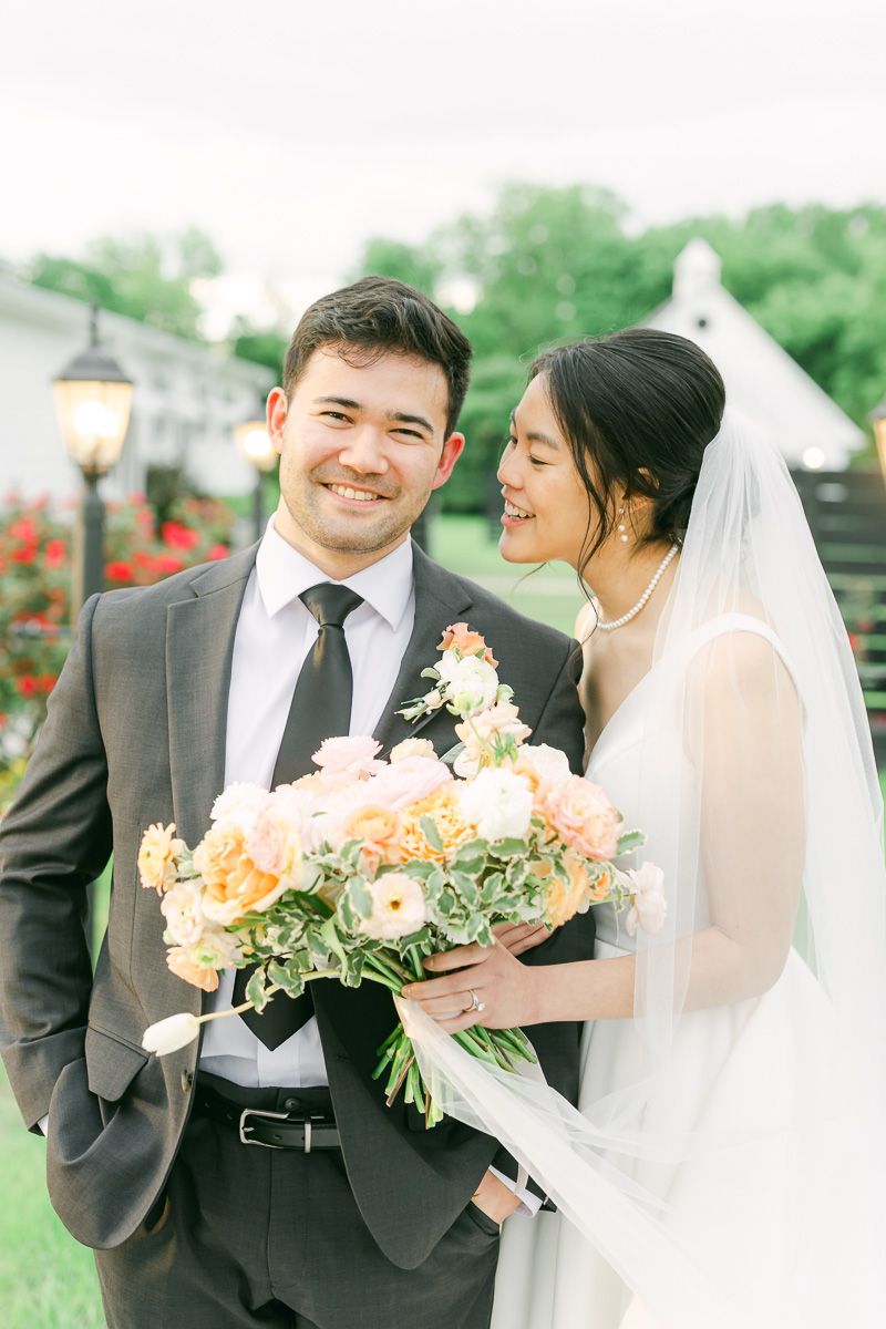 bride and groom outside Venue 311