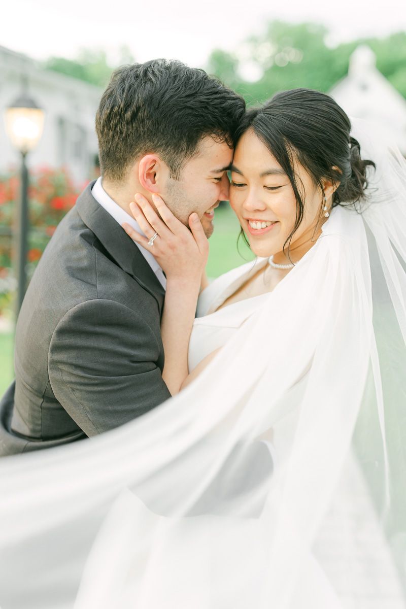 bride and groom outside Venue 311