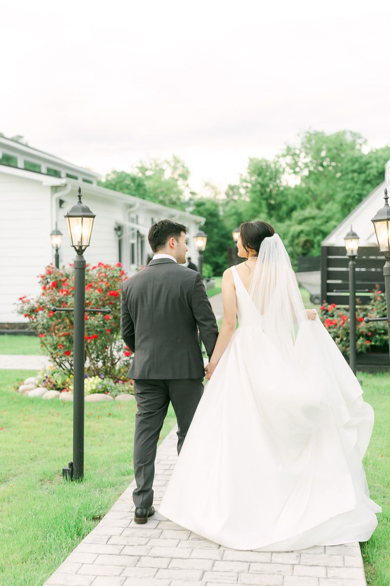 couple walking away at their Texas wedding
