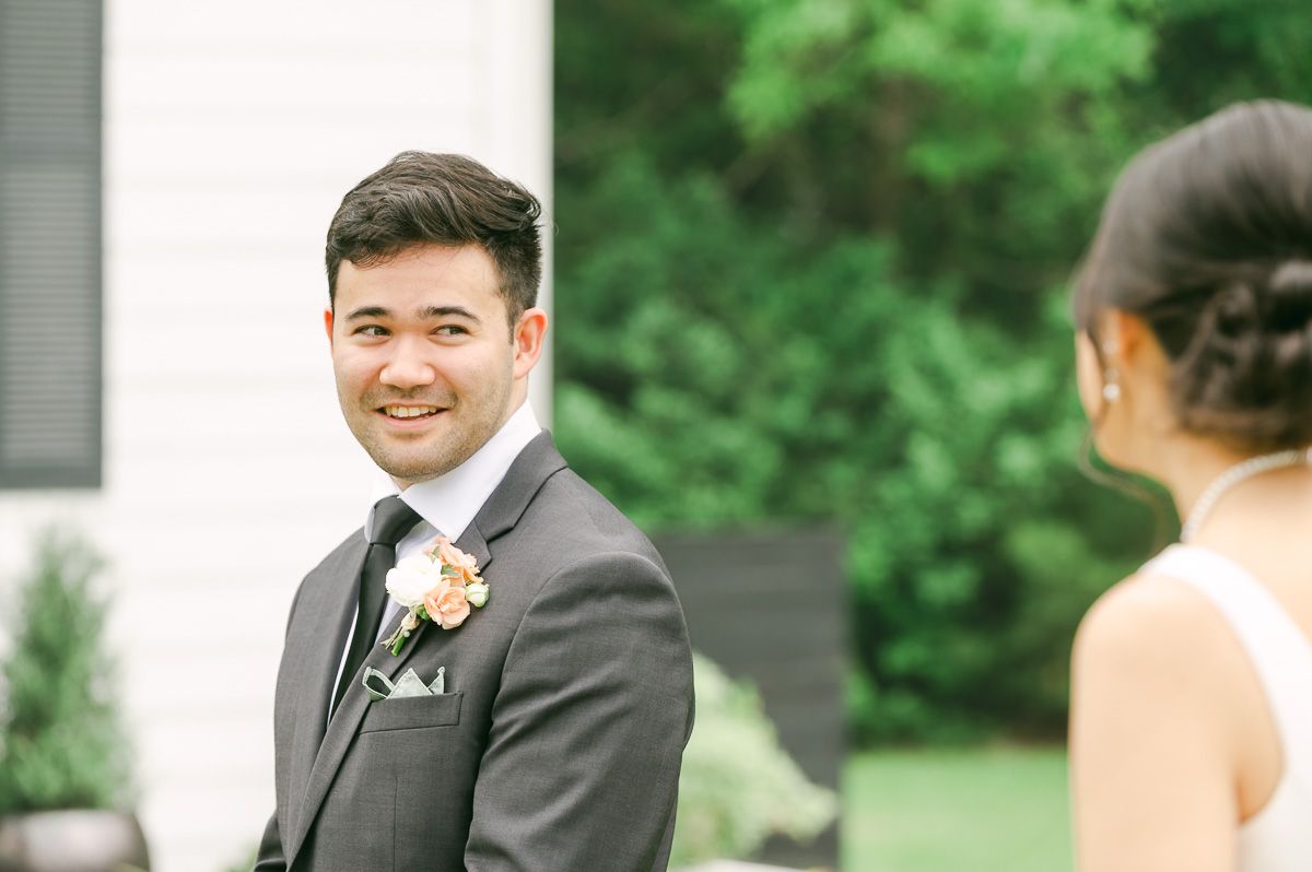 first look at wedding in Plantersville, Tx