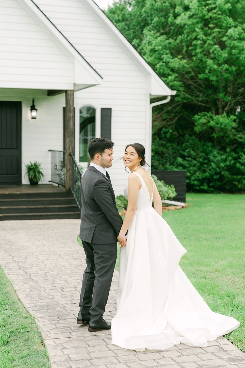 couple at their wedding in Plantersville, Tx