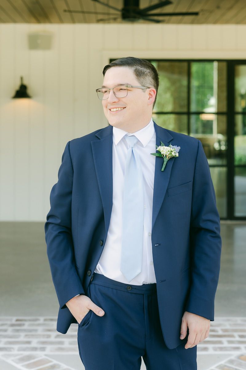 groom at wedding in Magnolia, Tx 