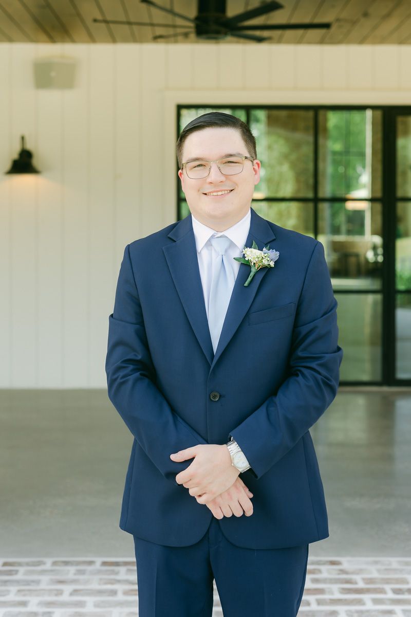 groom at wedding in Magnolia, Tx 