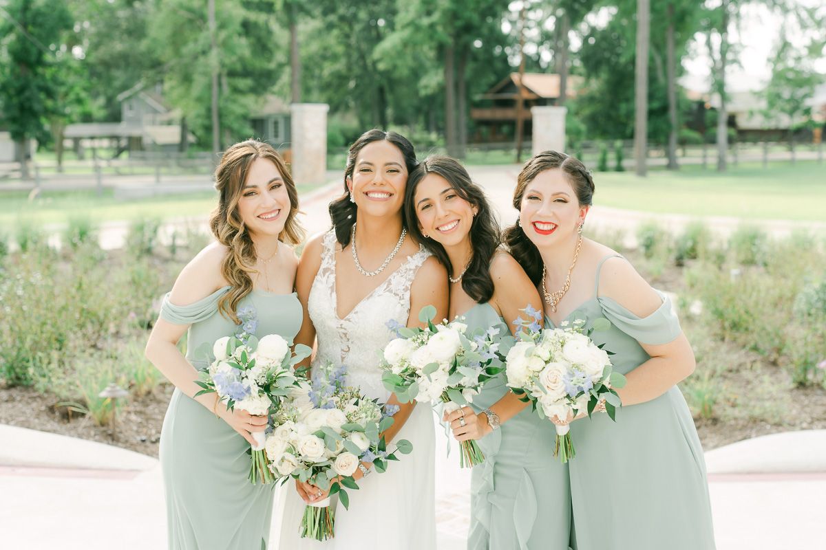 bridesmaids at wedding in Magnolia, Tx