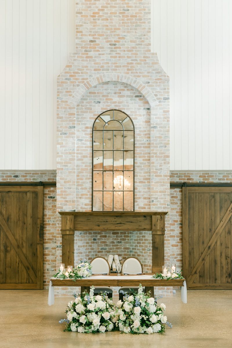 The Blue Magnolia reception fireplace