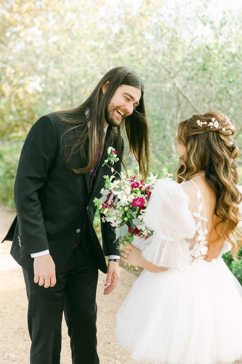 first look before Downtown Houston wedding