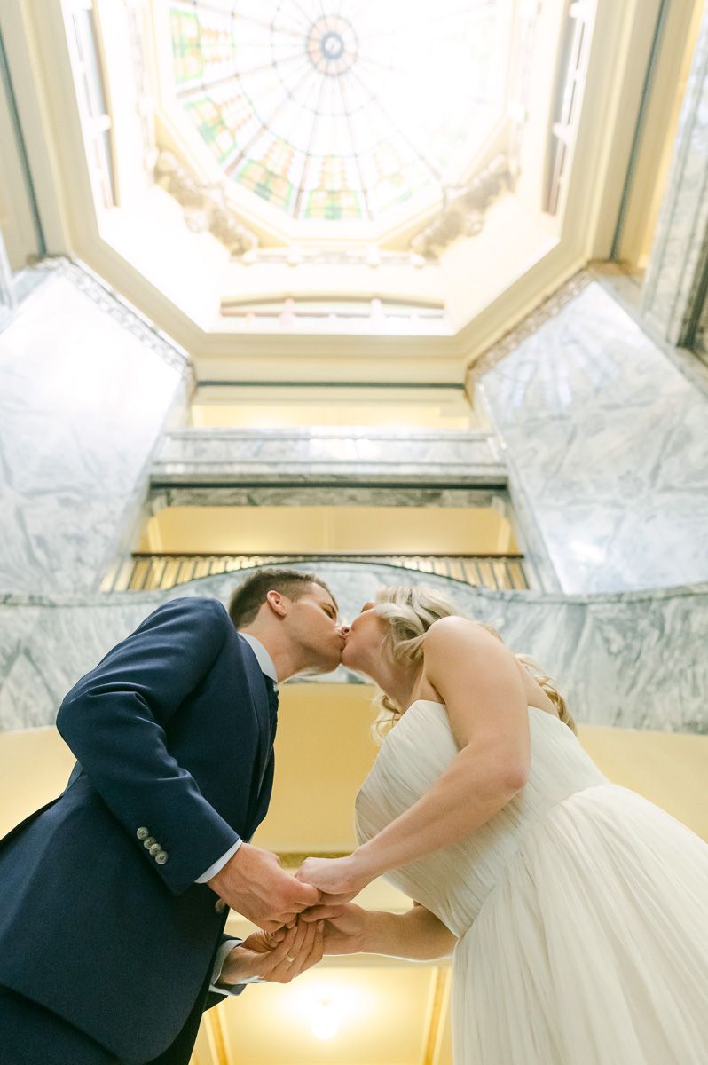 couple in the 1910 Harris County Courthouse rotunda
