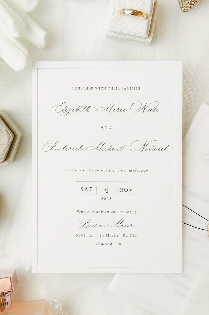 wedding invitation with bridal details