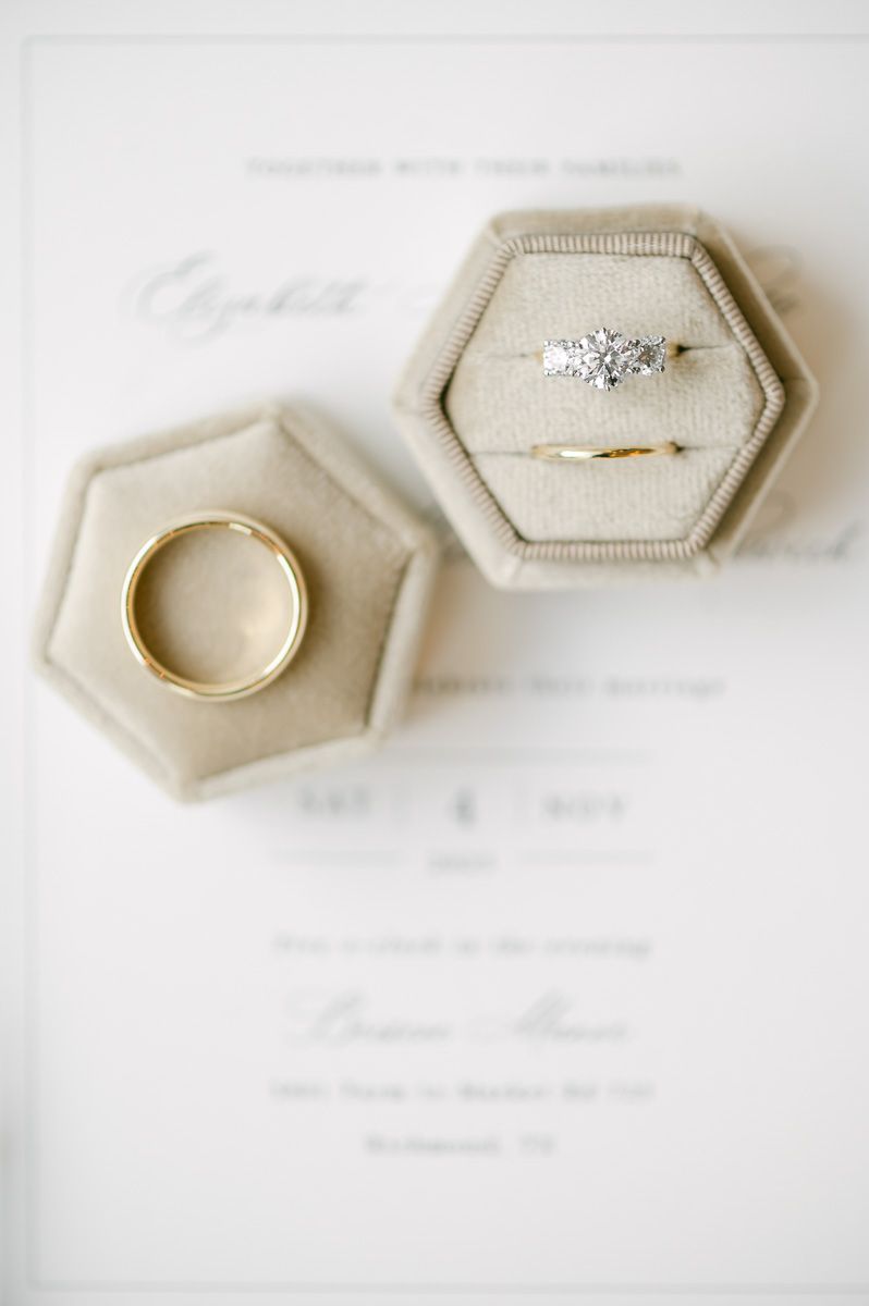 wedding rings in cream box