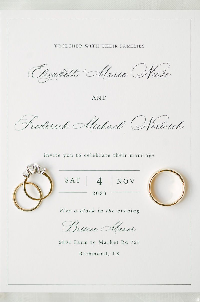 wedding invitation with wedding rings