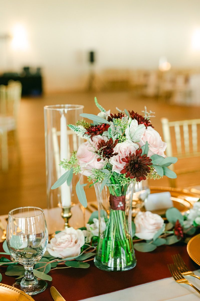 burgundy wedding reception details