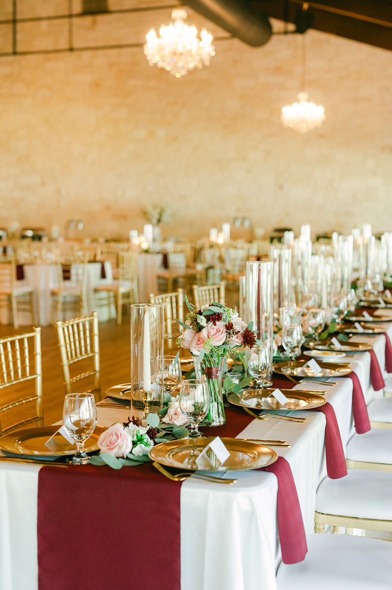 burgundy wedding reception details