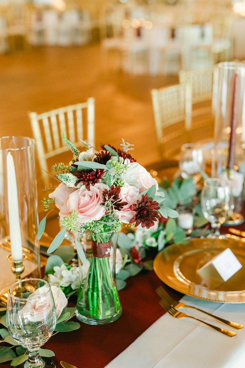 burgundy wedding reception details
