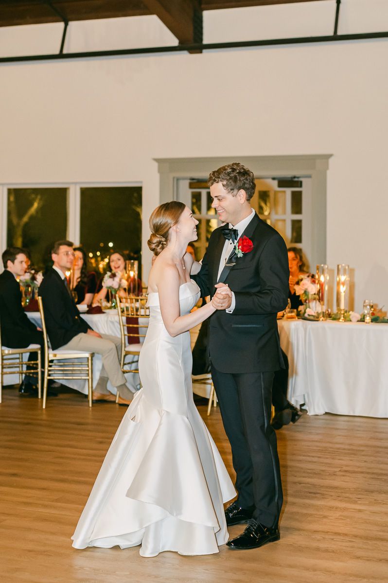 first dance at black tie wedding at Briscoe Manor