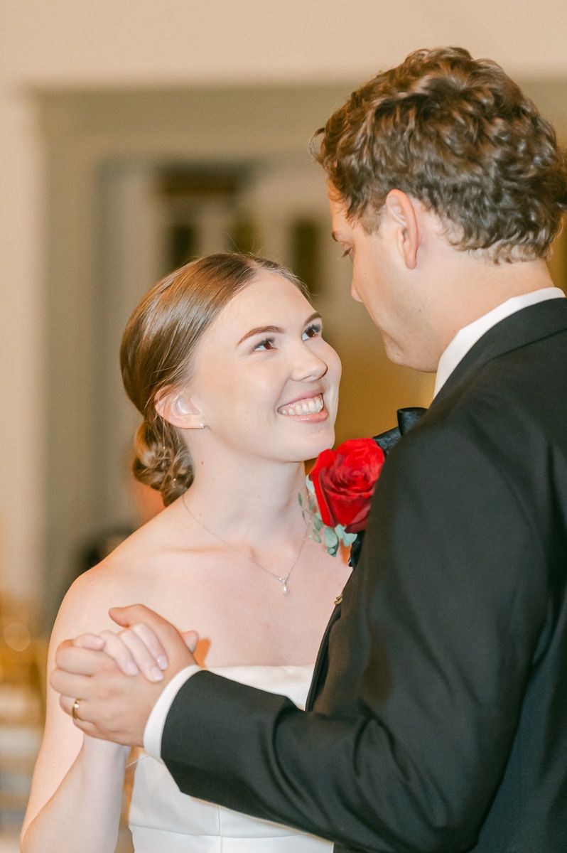 first dance at black tie wedding at Briscoe Manor