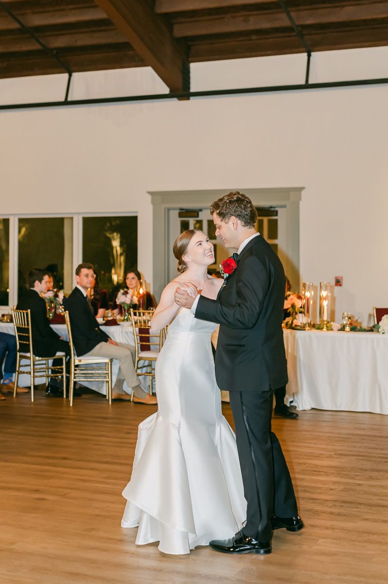first dance at black tie wedding at Briscoe Manor