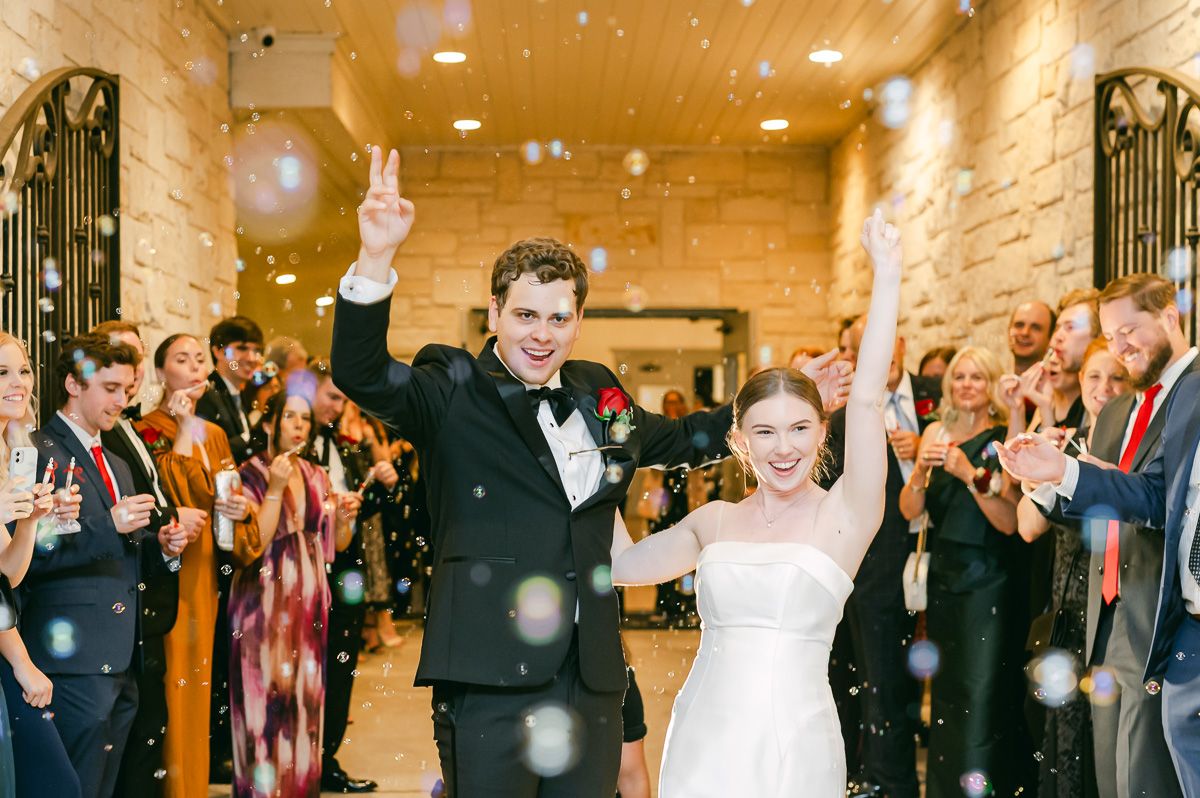 bubble exit at wedding in Richmond, Tx