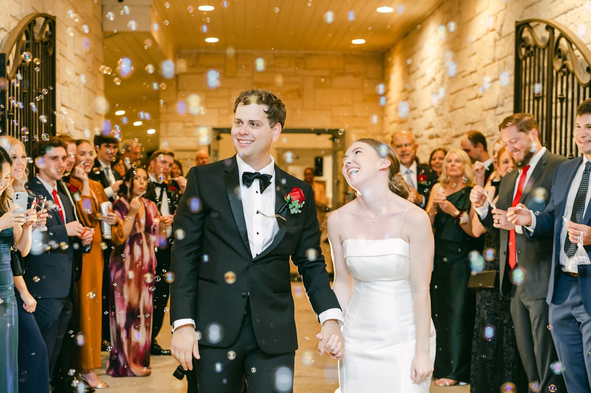 bubble exit at wedding in Richmond, Tx