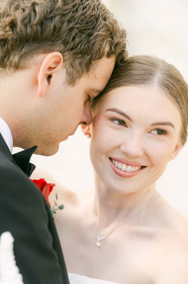 couple posing outside Briscoe Manor