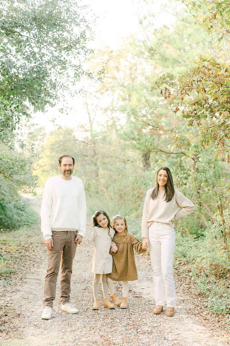 a family taking family photos at Memorial Park