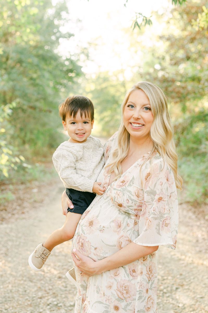 mom with son during mini session in Houston
