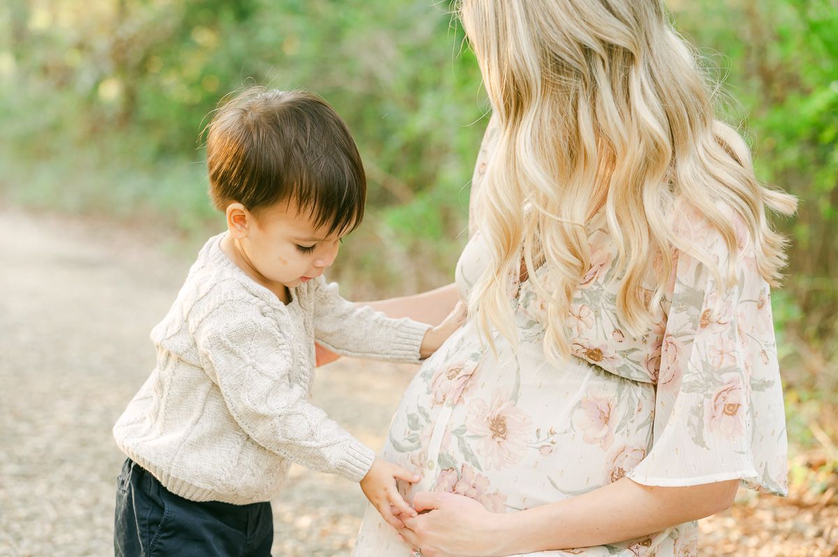 mom with son during mini session in Houston