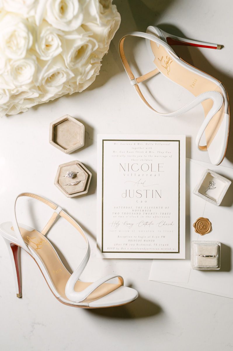 wedding invitation details with shoes