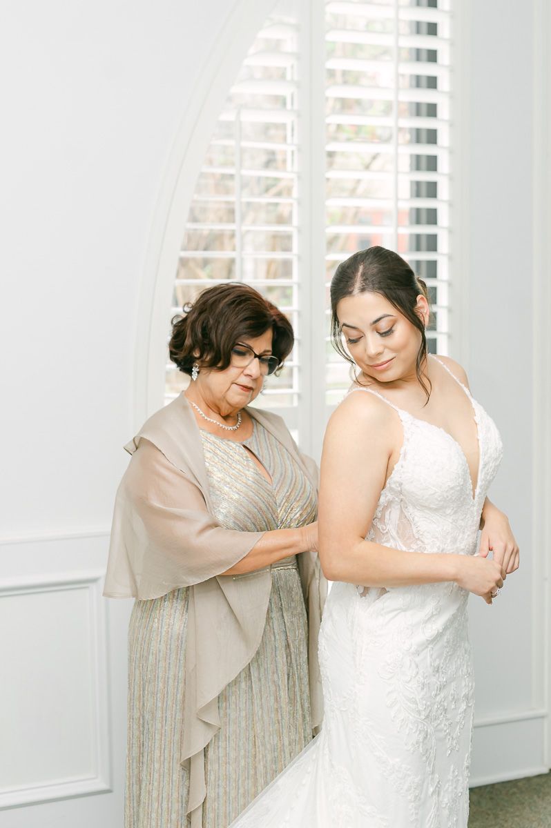 bride getting ready before wedding