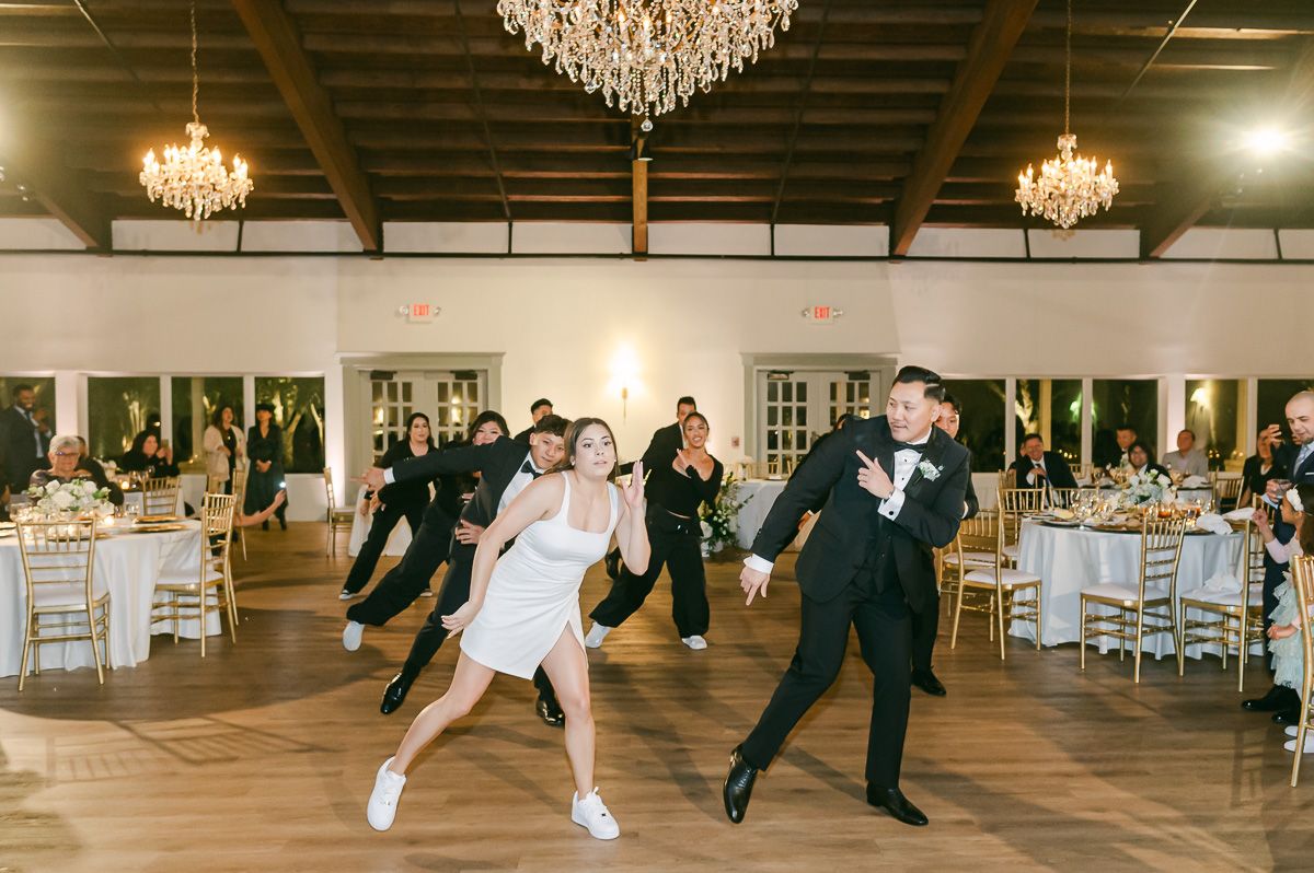 choreographed wedding party dance at reception