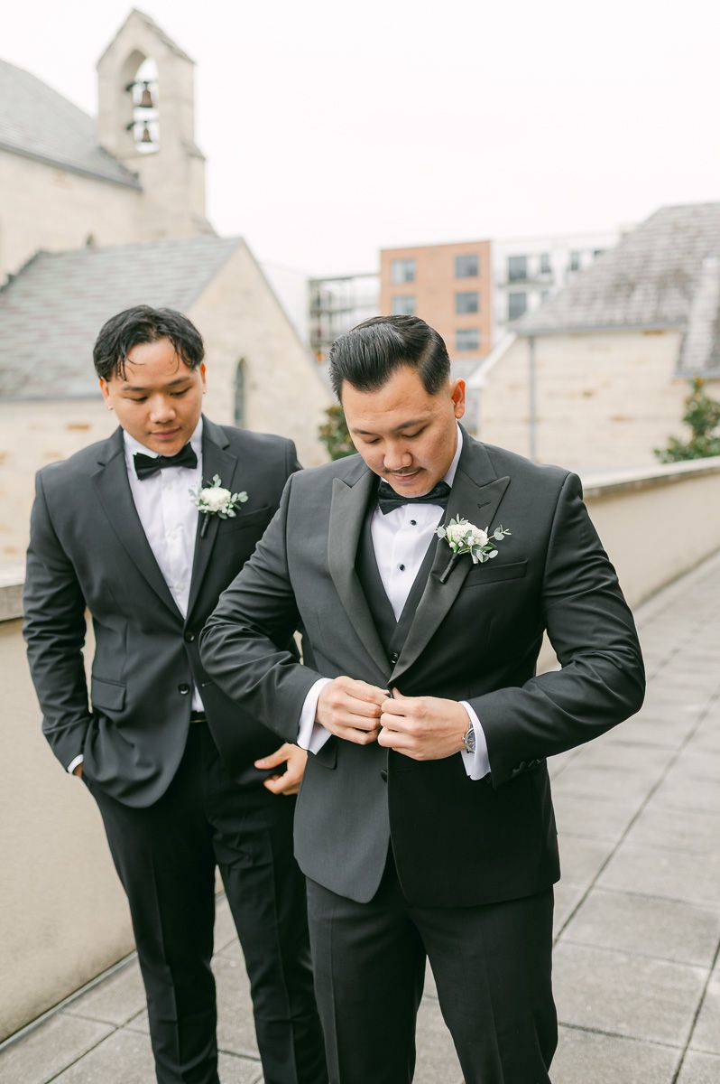groom getting ready before wedding