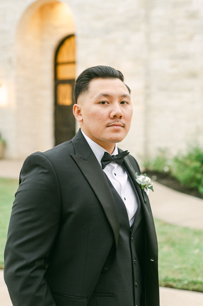 groom at his fall wedding