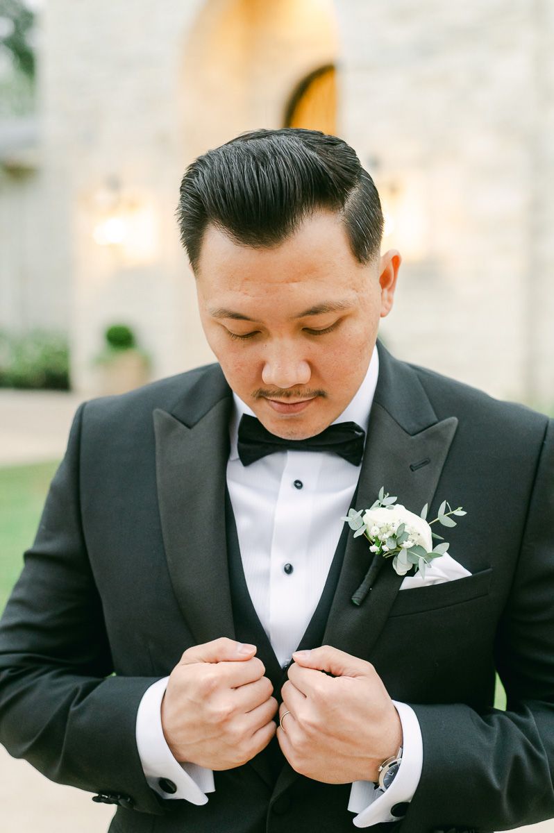groom at his fall wedding